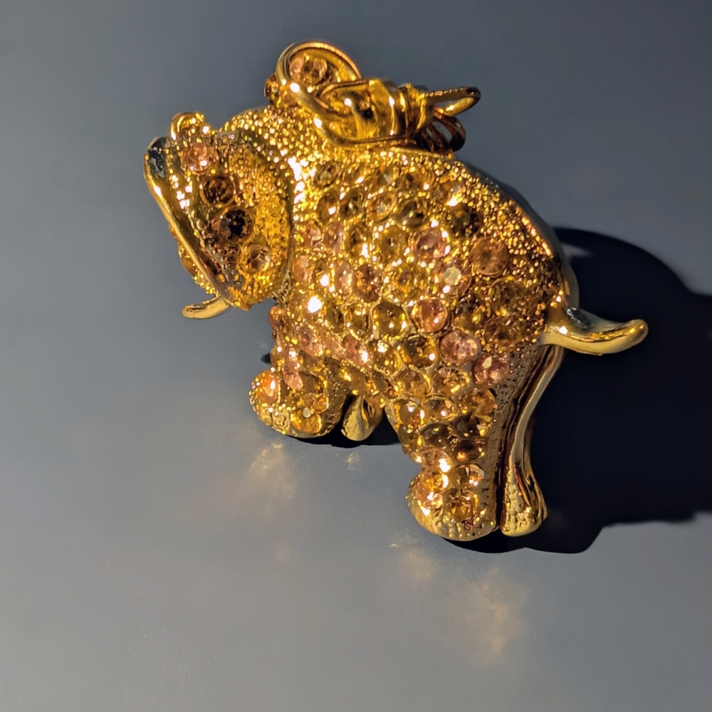 Gold and Pink Elephant Bag Charm/ Keychain - Picture 5 of 5